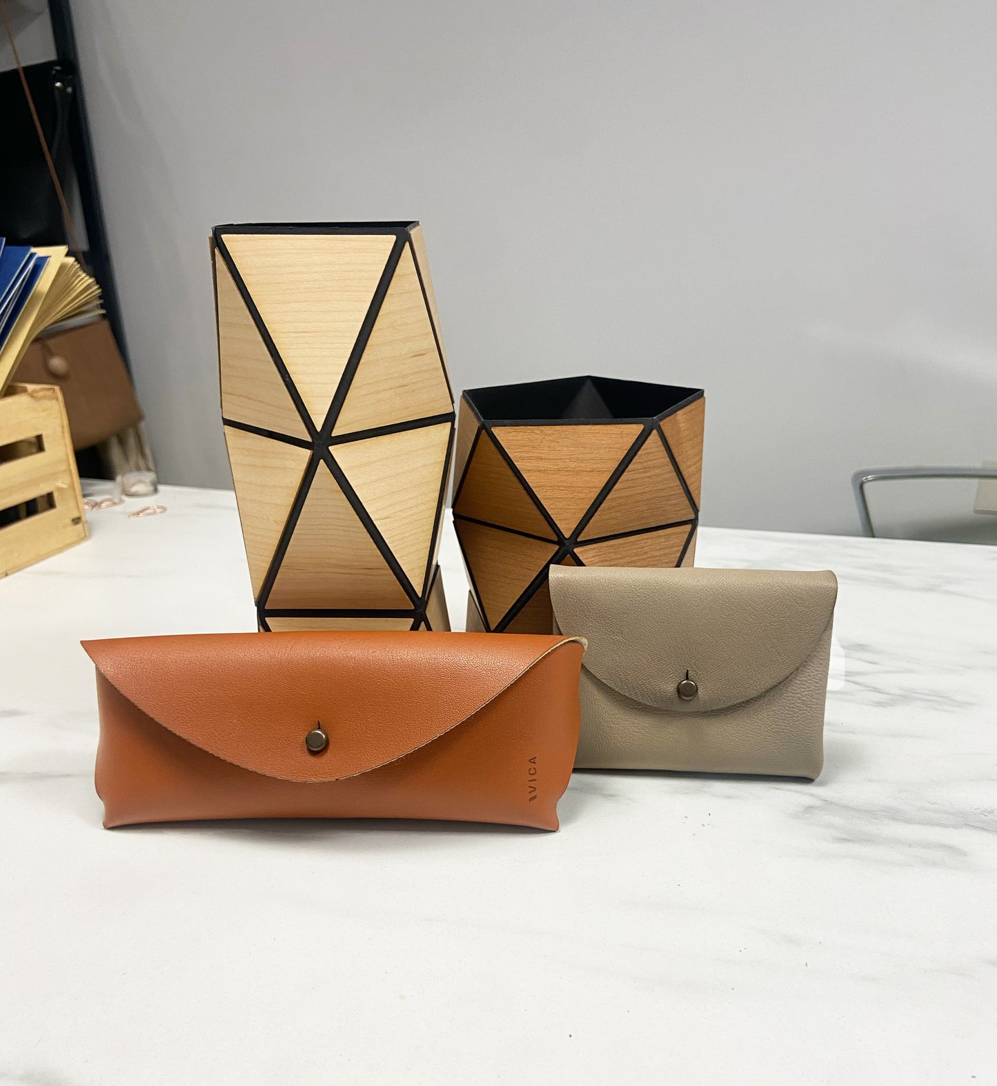 Funda de Gafas de Cuero de cuero vegano