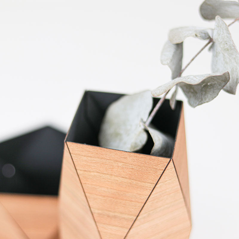 Jarrón de madera origami, 2 piezas