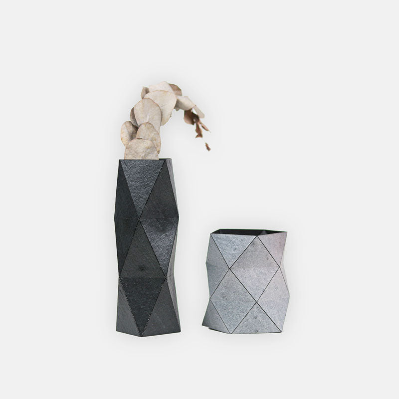 Jarrón de pizarra origami, 2 piezas