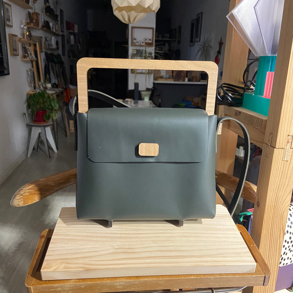 Bolso Cuenca madera y cuero