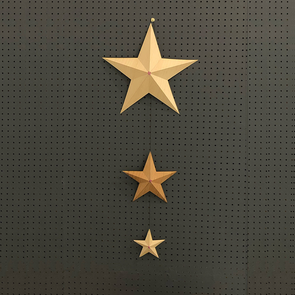 Estrellas en madera para decorar, guirnalda de 3